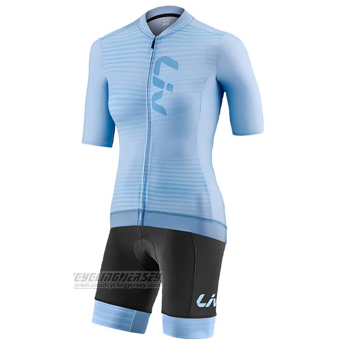 2023 Cycling Jersey Women Liv Light Blue Short Sleeve And bib Short